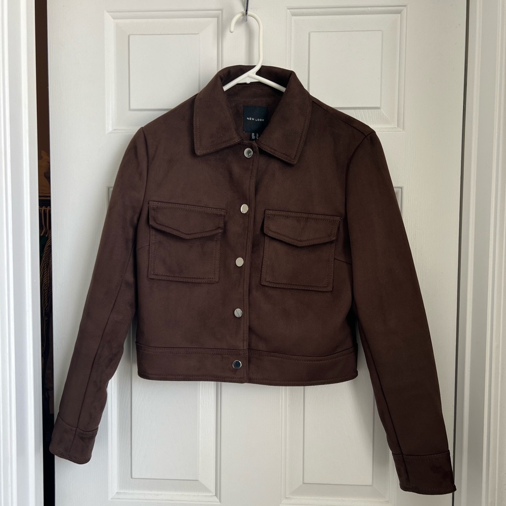 Cropped Vegan Suede Jacket